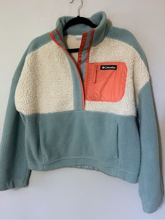 Columbia Sweaters - Columbia Women's Sherpa Lodge Colorblock Fleece Cozy Pullover Jacket Size Medium